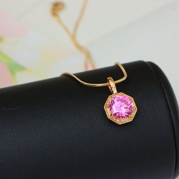 "Elegant Gold-Plated Light Purple Pendant, XPPT1391 - Picture 5 of 13